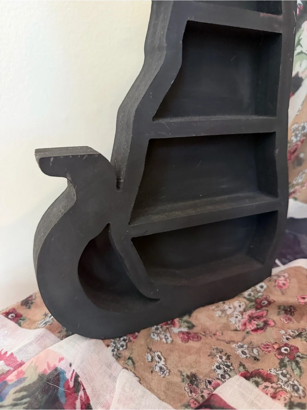 Black Cat Wooden Display Shelf Trinket Organizer Freestanding